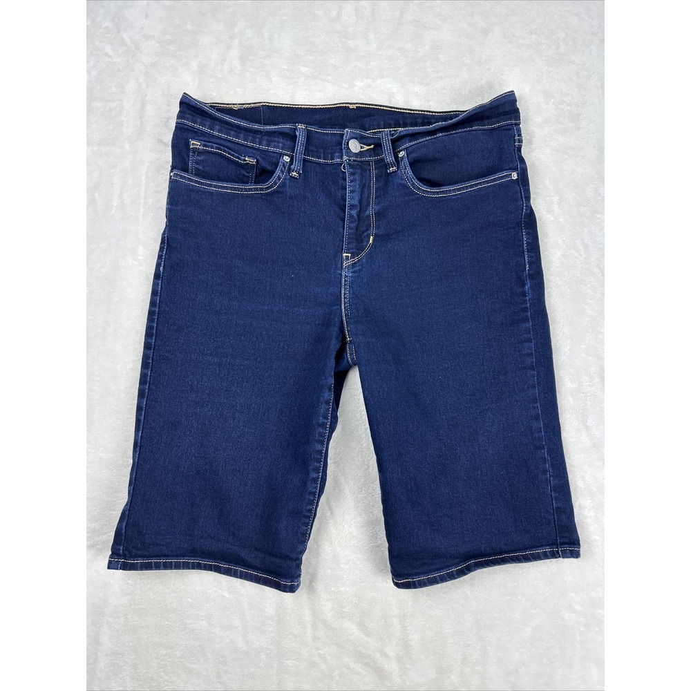 Levi's Strauss Shorts Women's Size 30 Dark Wash Stretch Summer Long Knee Length